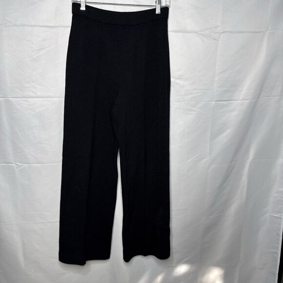 St. John Basic Santana Knit Pants Black Wide Leg Womens sz 4 Made USA - Picture 1 of 7